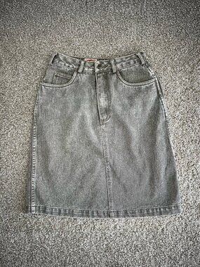 80s Banana Republic Gray Denim Mini Skirt Classic High Waist Vintage Size XS